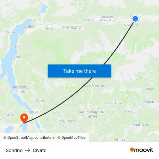 Sondrio to Civate map