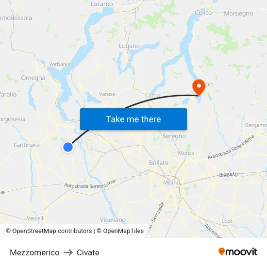 Mezzomerico to Civate map