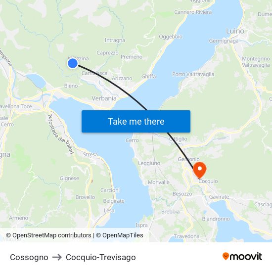 Cossogno to Cocquio-Trevisago map