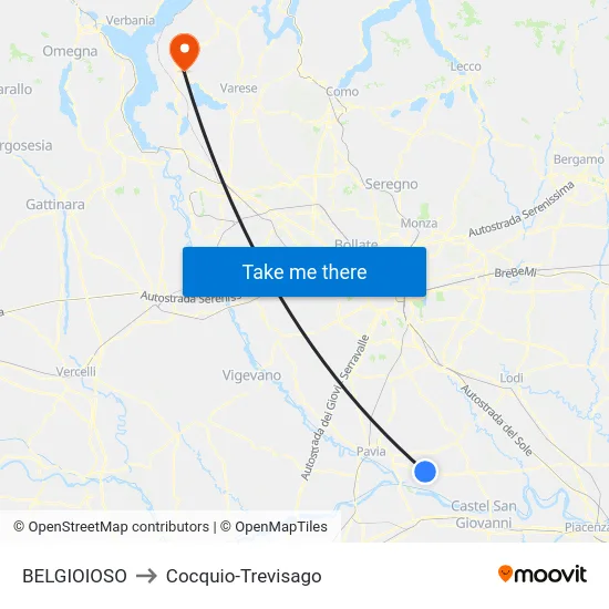 BELGIOIOSO to Cocquio-Trevisago map