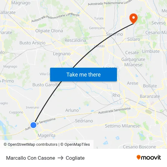 Marcallo con Casone to Cogliate map