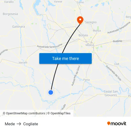 Mede to Cogliate map