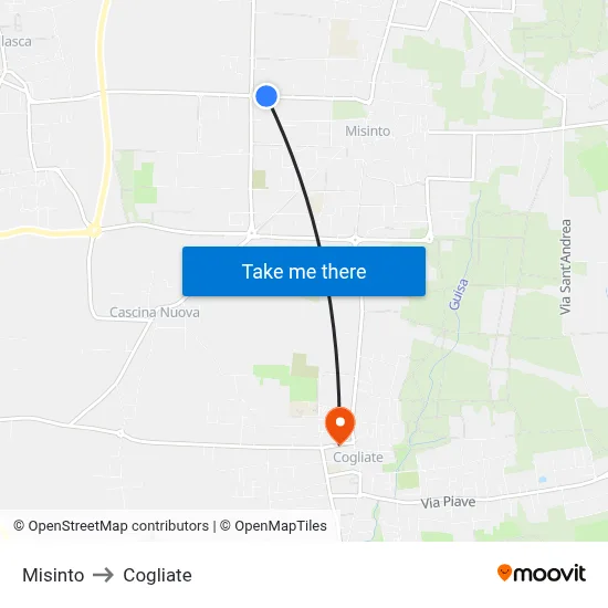Misinto to Cogliate map