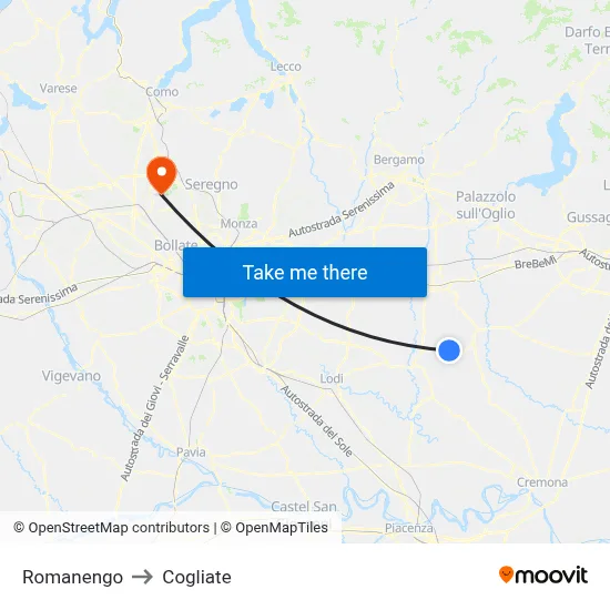 Romanengo to Cogliate map