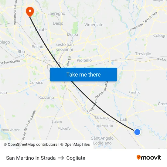 San Martino In Strada to Cogliate map