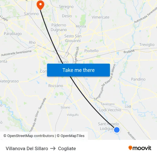 Villanova Del Sillaro to Cogliate map