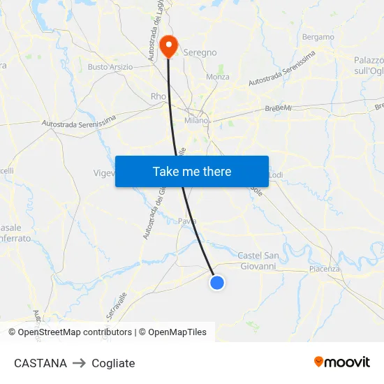 Castana to Cogliate map