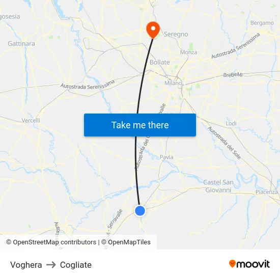 Voghera to Cogliate map