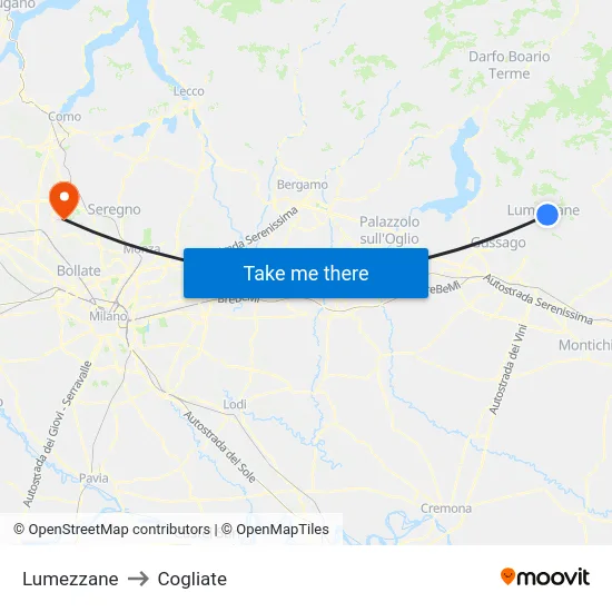 Lumezzane to Cogliate map