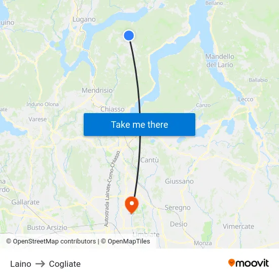 Laino to Cogliate map