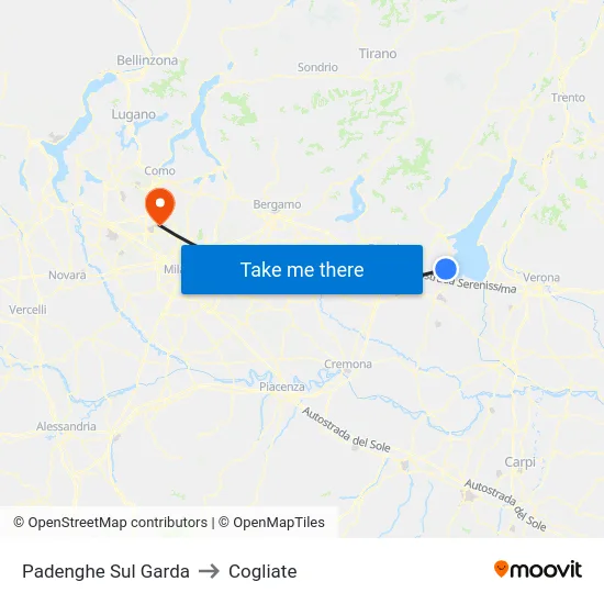 Padenghe Sul Garda to Cogliate map