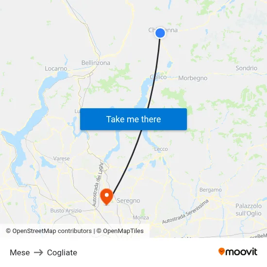 Mese to Cogliate map