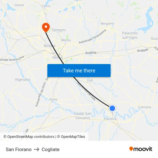 San Fiorano to Cogliate map