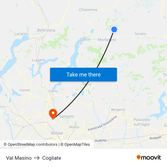 Val Masino to Cogliate map