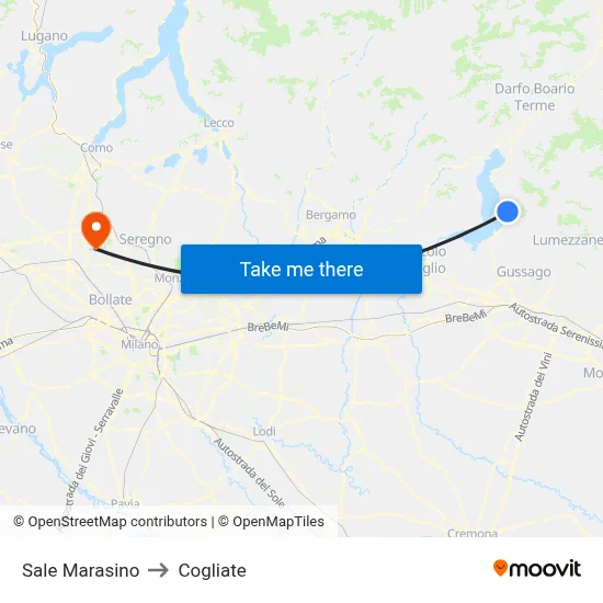 Sale Marasino to Cogliate map