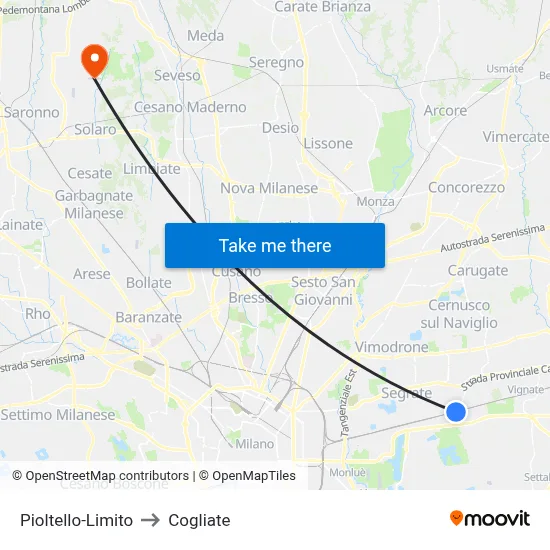 Pioltello-Limito to Cogliate map