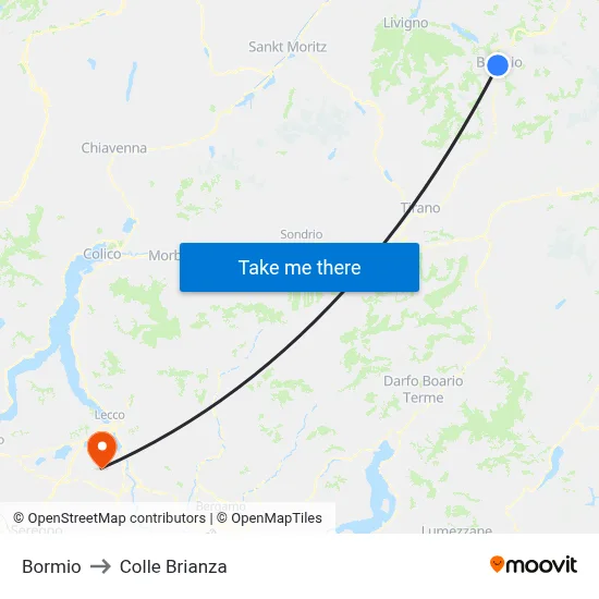 Bormio to Colle Brianza map