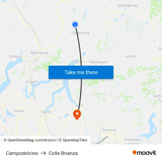 Campodolcino to Colle Brianza map