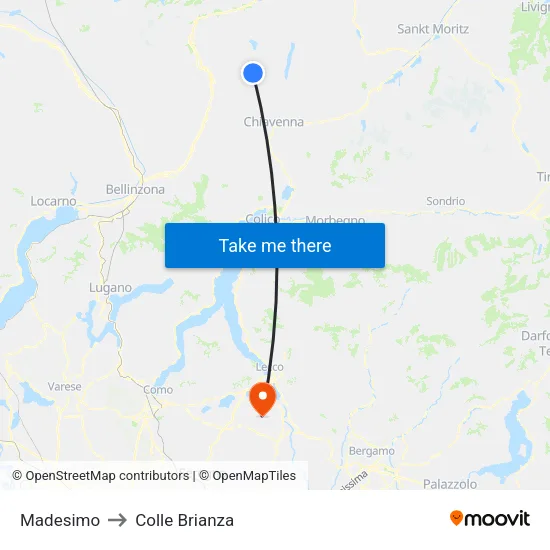 Madesimo to Colle Brianza map