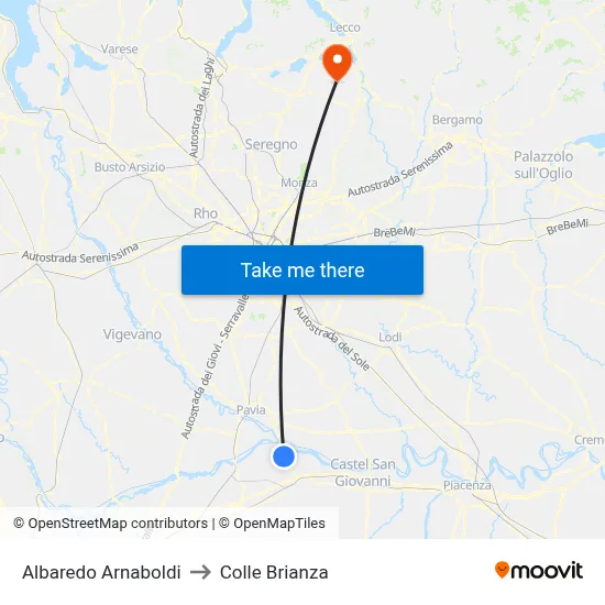 Albaredo Arnaboldi to Colle Brianza map