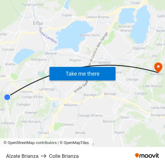 Alzate Brianza to Colle Brianza map