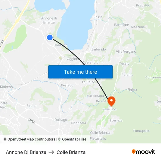 Annone Di Brianza to Colle Brianza map