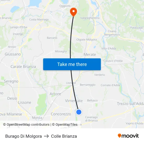 Burago Di Molgora to Colle Brianza map
