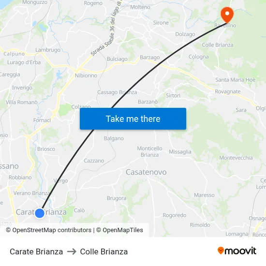 Carate Brianza to Colle Brianza map