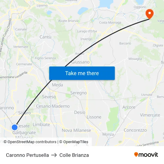 Caronno Pertusella to Colle Brianza map