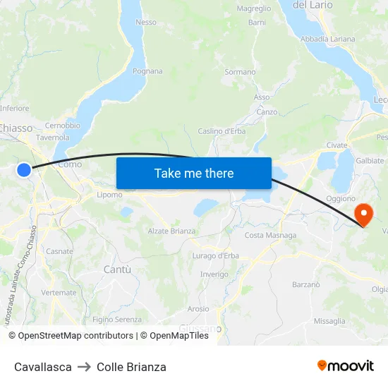 Cavallasca to Colle Brianza map