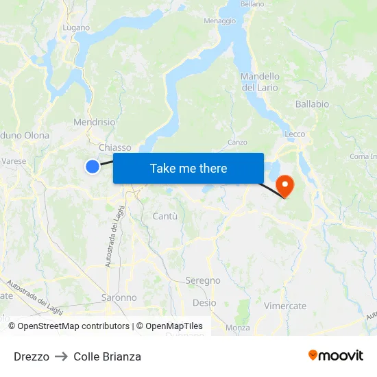 Drezzo to Colle Brianza map