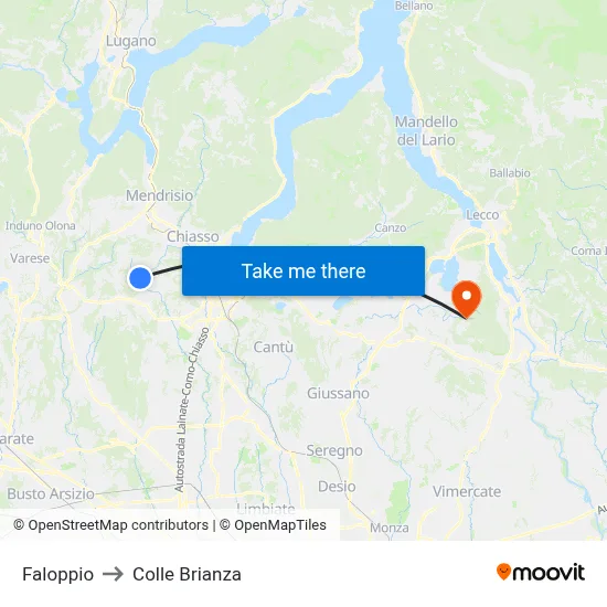 Faloppio to Colle Brianza map
