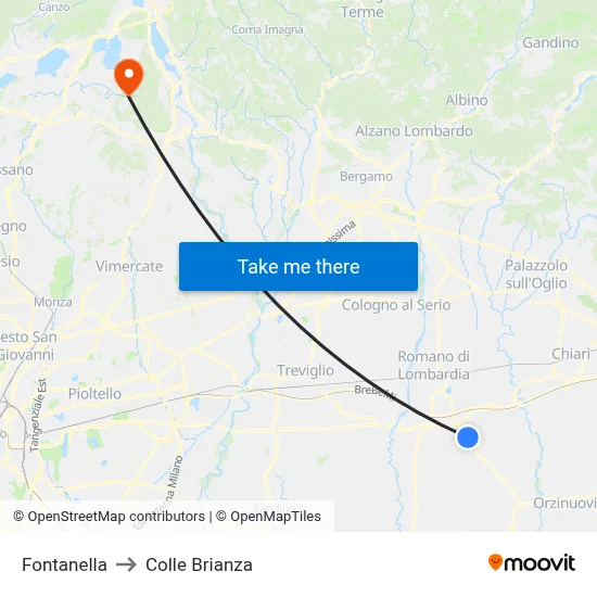 Fontanella to Colle Brianza map