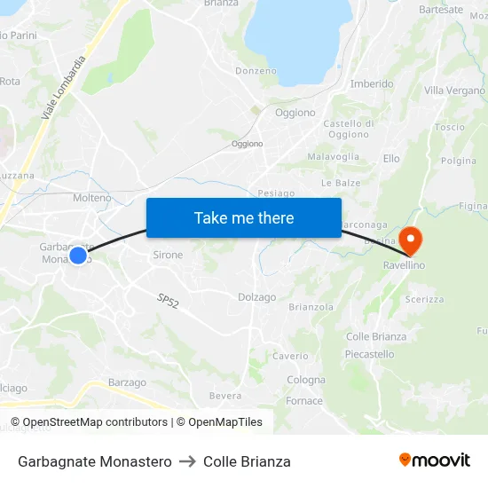 Garbagnate Monastero to Colle Brianza map