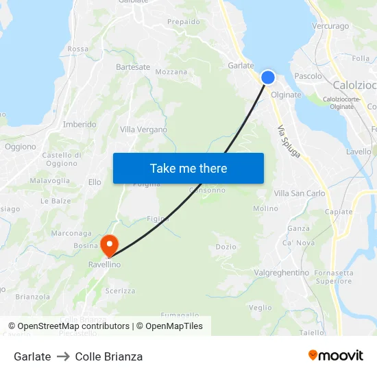 Garlate to Colle Brianza map