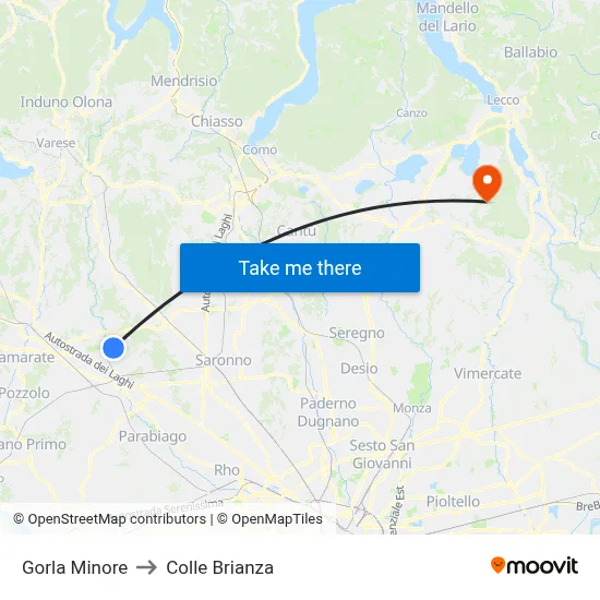 Gorla Minore to Colle Brianza map
