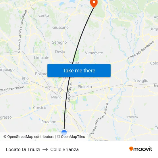 Locate di Triulzi to Colle Brianza map