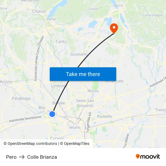 Pero to Colle Brianza map