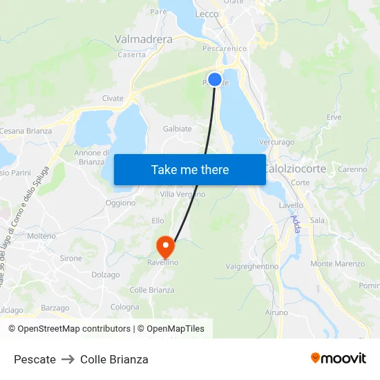 Pescate to Colle Brianza map