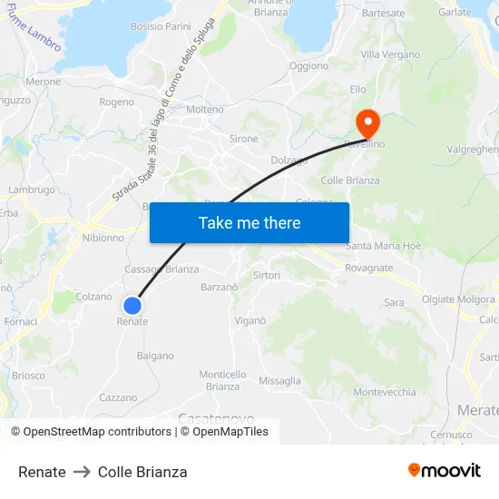 Renate to Colle Brianza map