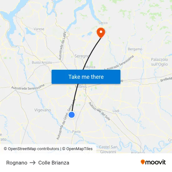Rognano to Colle Brianza map