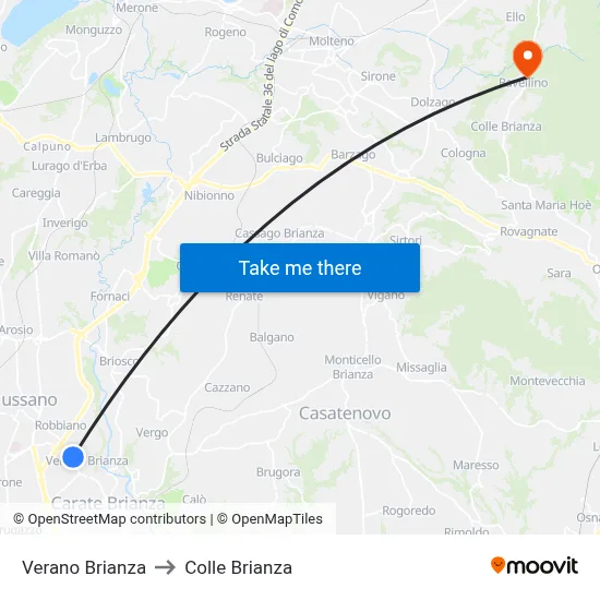 Verano Brianza to Colle Brianza map