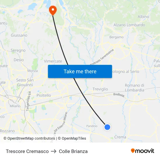 Trescore Cremasco to Colle Brianza map