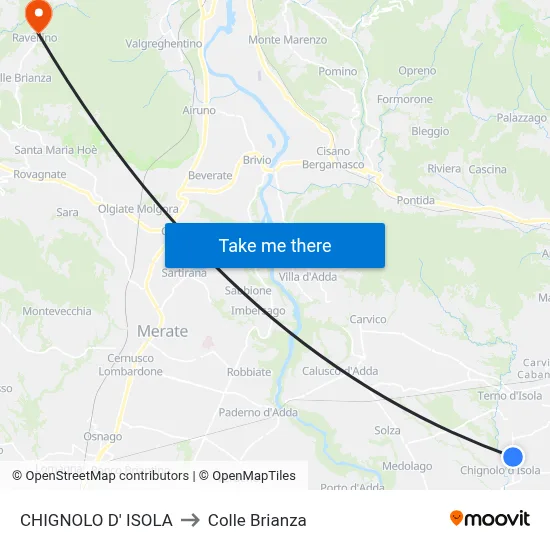 CHIGNOLO D' ISOLA to Colle Brianza map