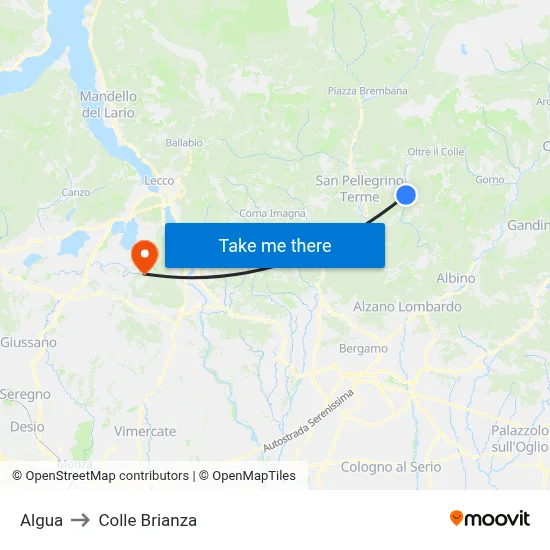 Algua to Colle Brianza map
