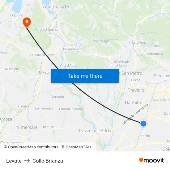 Levate to Colle Brianza map