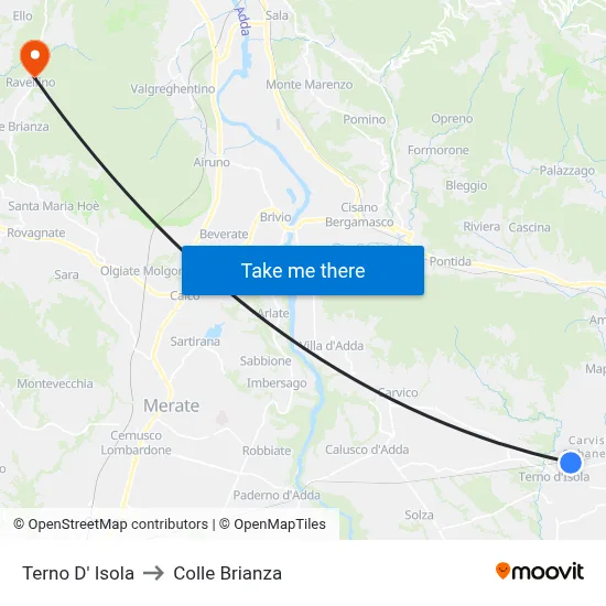 Terno D' Isola to Colle Brianza map