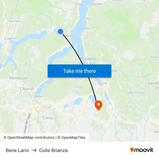 Bene Lario to Colle Brianza map