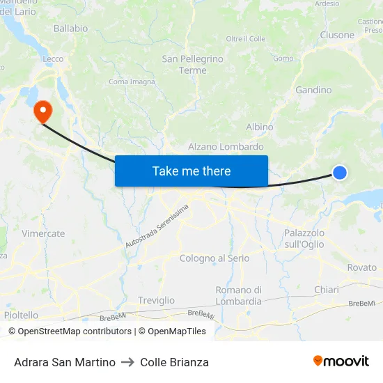 Adrara San Martino to Colle Brianza map