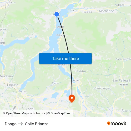 Dongo to Colle Brianza map